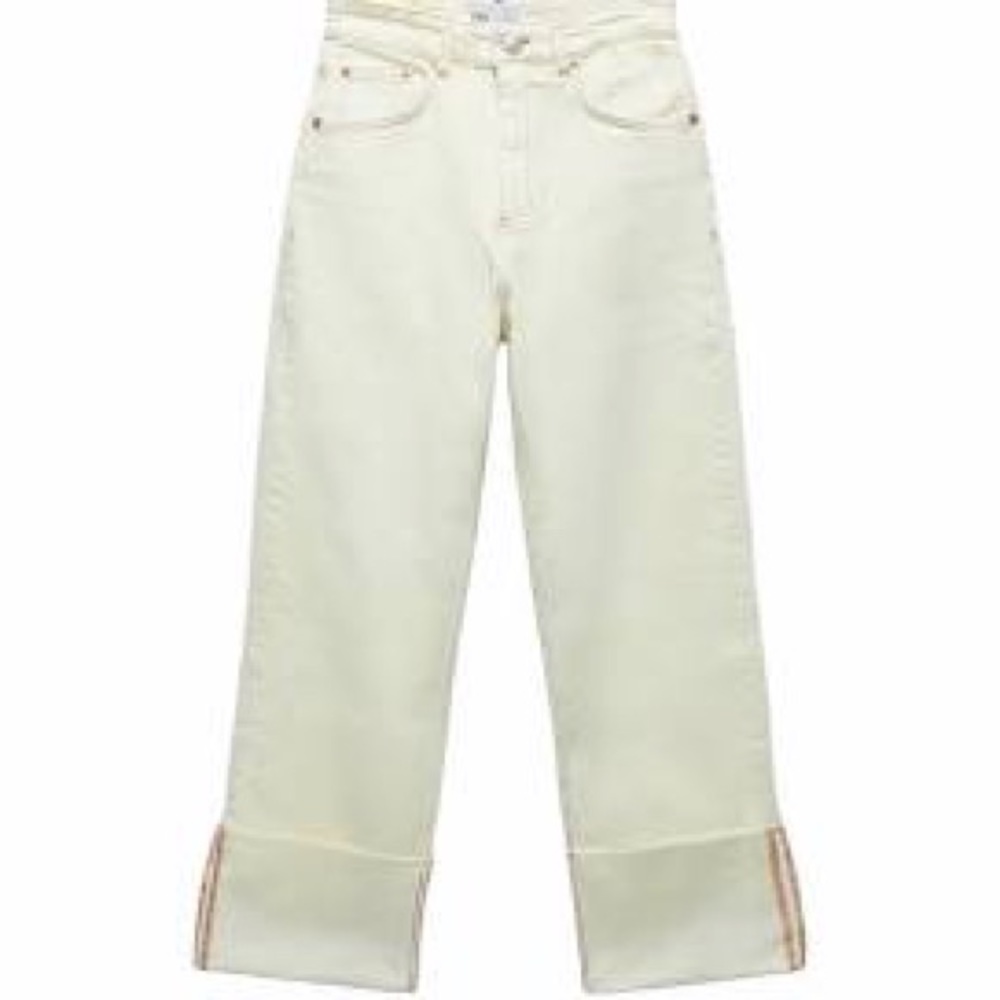 Hi rise cropped turn up wide leg Jeans from Zara
